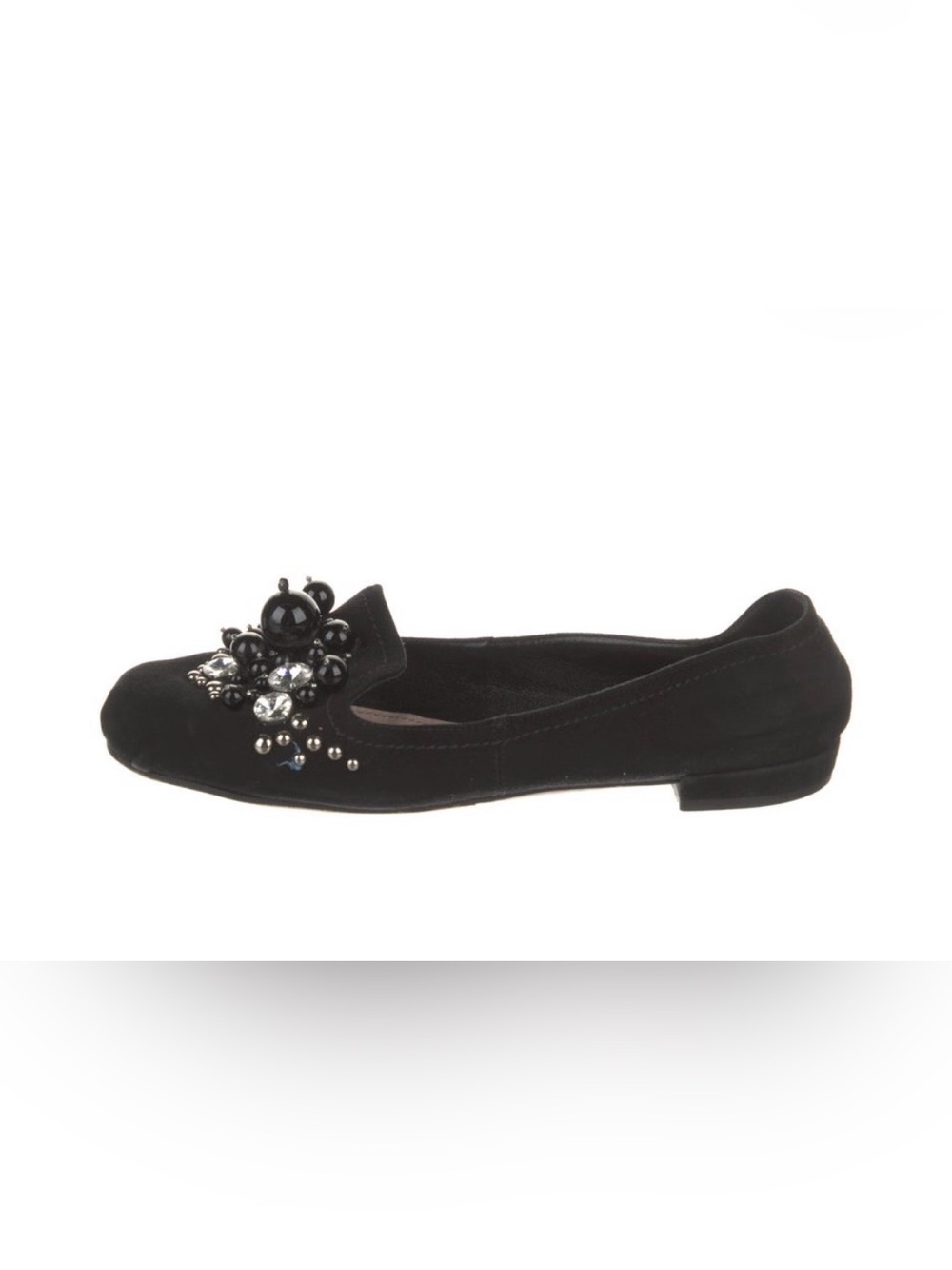 Miu Miu Black Suede Embellished flats